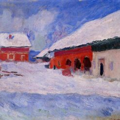 Red Houses at Bjornegaard in the Snow - Claude Monet Oil Painting - Dafen Village’s Premium Custom Reproduction