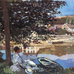 Impressionist River Scene at Bennecourt (1868) by Claude Monet | Custom Oil Painting from Dafen Village Artists