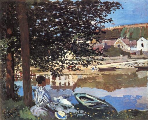 Impressionist River Scene at Bennecourt (1868) by Claude Monet | Custom Oil Painting from Dafen Village Artists