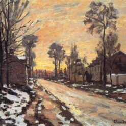 Claude Monet’s Road at Louveciennes, Melting Snow, Sunset (1870) – Stunning Oil Painting Replica from Dafen Village Artists