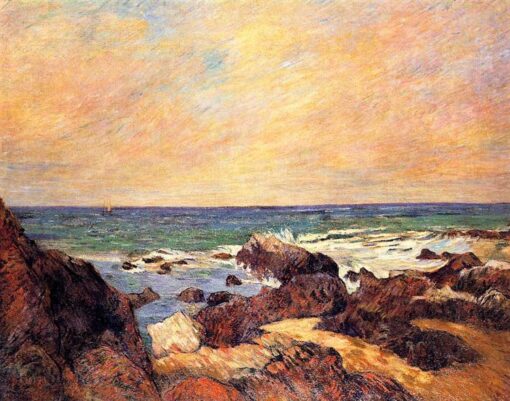 Paul Gauguin “Rocks and Sea” 1886 – Oil Painting Reproduction | Striking Ocean Scene with Natural Beauty