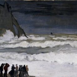 Hand-Painted Claude Monet's Rough Sea at Etretat (1868-1869) Seascape Oil Painting, Dafen Village Studio