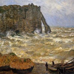 Claude Monet’s Rough Sea at Etretat (1883) - Hand-Painted Oil Painting of the Majestic Ocean Waves from Dafen Village