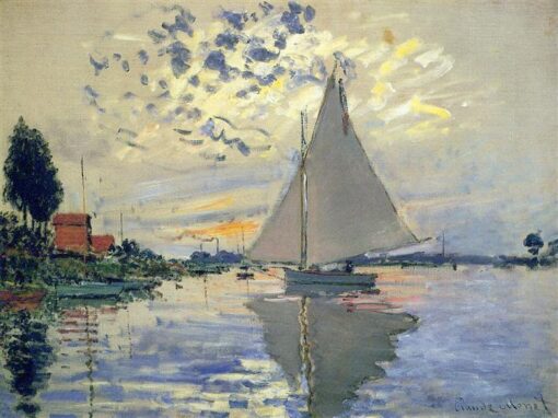 Claude Monet Sailboat at Le Petit-Gennevilliers 1874 – Custom High-Quality Oil Painting Reproduction