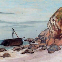 Impressionist Style Saint-Adresse, Beached Sailboat (1865) by Claude Monet – High-Quality Hand-Painted Oil on Canvas from Dafen Village