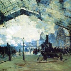 High-Quality Reproduction of Monet’s 'Saint-Lazare Gare, Normandy Train' - 1887 French Train Station Scene in Oil, Crafted by Dafen Village Artists