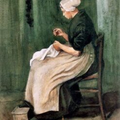 Authentic Vincent van Gogh Scheveningen Woman Sewing Oil Painting | Custom Made at Dafen Village