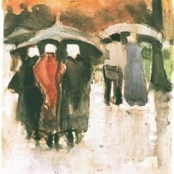 Impressionist Oil Painting Reproduction – Scheveningen Women and Other People Under Umbrellas (1882) Van Gogh Artwork from Dafen Village