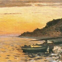 Seacoast at Saint-Adresse, Sunset by Claude Monet | Hand-Painted Impressionist Oil Painting for Coastal-Themed Interiors