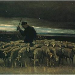 Vincent van Gogh Shepherd with a Flock of Sheep (1884) – High-Quality Hand-Painted Oil Painting Reproduction, Dafen Village