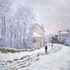Classic Claude Monet Snow at Argenteuil (1875) - Impressionist Winter Landscape Oil Painting - Handcrafted in Dafen Village