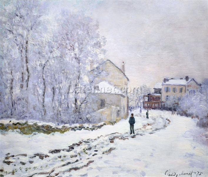 Classic Claude Monet Snow at Argenteuil (1875) – Impressionist Winter Landscape Oil Painting – Handcrafted in Dafen Village