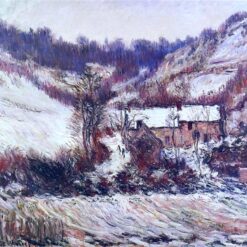 Impressionist Snow Scene - Snow Effect at Falaise by Claude Monet, 1886 | High-Quality Oil Painting Reproduction from Dafen Village