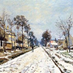 Hand-Painted Claude Monet Snow Effect, The Road to Louveciennes (1870) Oil Painting | Fine Art Reproduction from Dafen Village Studio