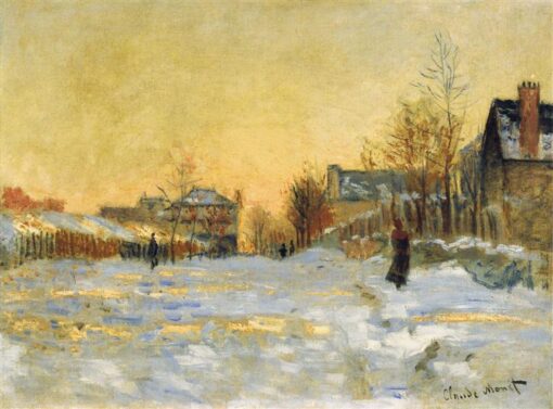 « Effet de neige » de Claude Monet, La rue à Argenteuil – Peinture à l'huile sur mesure, reproduction d'art du village de Dafen
