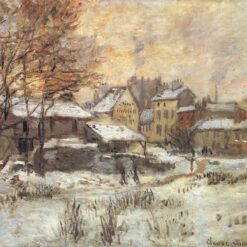 Classic Monet Winter Landscape | Snow Effect with Setting Sun (1875) | Reproduction from Dafen Village Oil Painting Studio