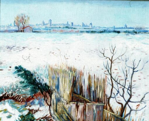 Vincent van Gogh Paysage enneigé avec Arles en arrière-plan (1888) - Premium Handcrafted Oil Painting Reproduction, Dafen Village