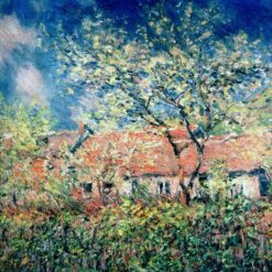 Handcrafted Springtime at Giverny Oil Painting by Claude Monet – Stunning Impressionist Landscape Art from Dafen Village