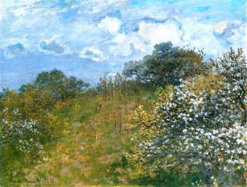 Springtime in Monet’s Style – 1873 Oil Painting Reproduction by Dafen Village Artists, Perfect for Home Décor