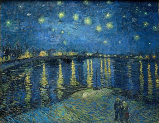 Impressionist Oil Painting of Starry Night Over the Rhone (1888) by Vincent van Gogh – Reproduction Art from Dafen Village