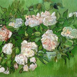 Vincent van Gogh Still Life – Pink Roses (1890) – High-Quality Custom Oil Painting Reproduction, Dafen Village
