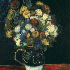 Still Life Vase with Zinnias (1888) by Vincent van Gogh – Custom Oil Painting Reproduction, Expertly Crafted by Dafen Village