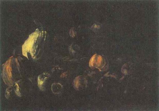 Handcrafted Still Life with a Basket of Apples and Two Pumpkins by Vincent van Gogh (1885) – Oil Painting Reproduction, Dafen Village