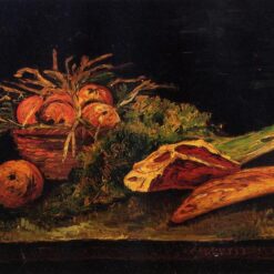 Hand-Painted Still Life with Apples, Meat, and a Roll by Vincent van Gogh (1886) – Custom Oil Painting Reproduction, Dafen Village