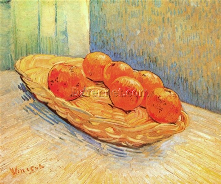 Vincent van Gogh Still Life with Basket and Six Oranges (1888) – High-Quality Hand-Painted Oil Painting Reproduction, Dafen Village