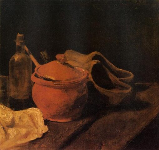 Still Life with Earthenware, Bottle, and Clogs (1885) by Vincent van Gogh – Custom Oil Painting Reproduction, Handcrafted by Dafen Village