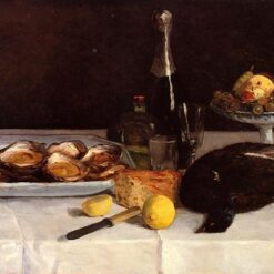 Still Life with Oysters" by Paul Gauguin 1876 - Hand-Painted Oil Painting Reproduction | Classic French Still Life