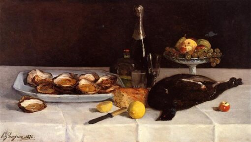 ”Bodegón con ostras" de Paul Gauguin 1876 - Reproducción de pintura al óleo pintada a mano | Bodegón clásico francés