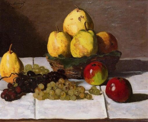 Original Still Life with Pears and Grapes by Claude Monet – Hand-Painted 1867 Oil Painting | Dafen Village Artist
