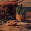 Paul Gauguin "Still Life with Red Mullet and Jug" 1876 - Oil Painting Reproduction | Vibrant Nautical-Themed Still Life