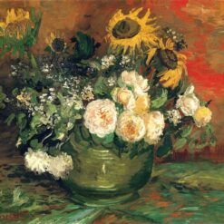 Vincent van Gogh Still Life with Roses and Sunflowers (1886) – High-Quality Custom Oil Painting Reproduction, Dafen Village