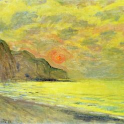 Original Monet Style Painting of Sunset in Foggy Weather, Pourville – Handcrafted by Dafen Village Artists