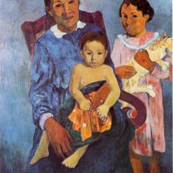Buy "Tahitian Woman and Two Children" by Paul Gauguin - 1901 Custom Oil Painting on Canvas
