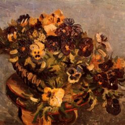 1886 Vincent van Gogh Tambourine with Pansies – Stunning Hand-Painted Oil Painting Reproduction