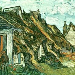 Van Gogh Thatched Cottages in Chaponval, Auvers-sur-Oise – Hand-Painted Oil Painting Reproduction (1890)