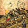 Thatched Cottages in the Sunshine by Van Gogh – 1890 Oil Painting Reproduction, Custom Handcrafted Art from Dafen Village