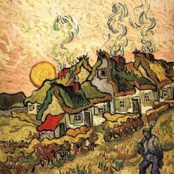 Thatched Cottages in the Sunshine by Van Gogh – 1890 Oil Painting Reproduction, Custom Handcrafted Art from Dafen Village