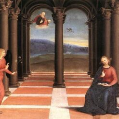 Raphael's 'The Annunciation' – High-Quality Oil Painting Replica from the Predella of the Oddi Altarpiece