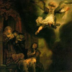 Rembrandt 'The Archangel Raphael Taking Leave of the Tobit Family' 1637 – A Divine Departure Captured in Masterful Detail