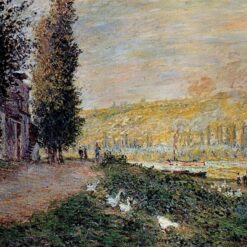 Impressionist Oil Painting of The Banks of the Seine, Lavacourt (1878) by Claude Monet - Handcrafted in Dafen Village