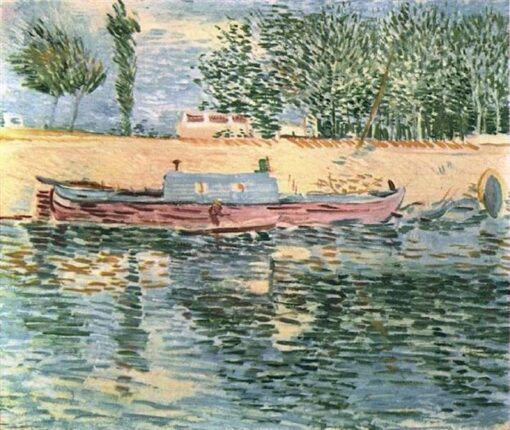 „Die Ufer der Seine mit Booten“ von Van Gogh – Ölgemälde-Reproduktion von 1887, maßgefertigte, handgefertigte Kunst aus dem Dorf Dafen