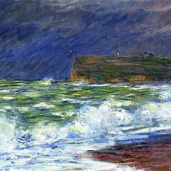 Reproduction of Monet's The Beach at Fécamp (1881) - Handcrafted Oil Painting, Elegant Beach Scene for Living Room