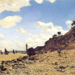 Beautiful Oil Painting of The Beach at Honfleur (1864-1866) by Claude Monet – High-Quality Reproduction from Dafen Village Artists