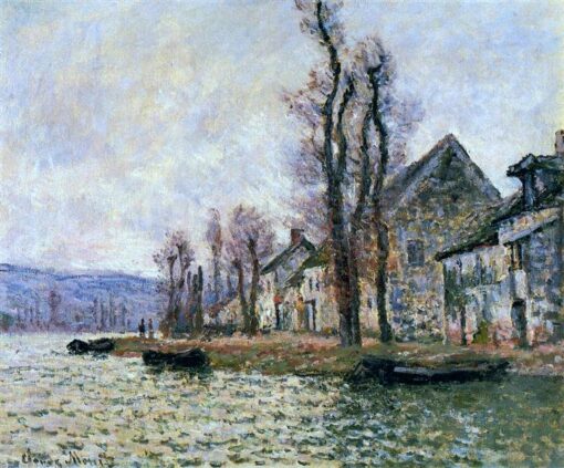 Reproduction sur toile sur mesure de « Le coude de la Seine à Lavacourt, en hiver » de Claude Monet – Une œuvre d'art paysagère de grande qualité réalisée au village de Dafen