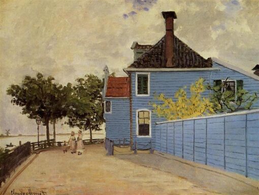 « La Maison bleue à Zaandam » (1871) de Claude Monet – Peinture à l'huile authentique, reproduction peinte à la main sur mesure par les artistes du village de Dafen