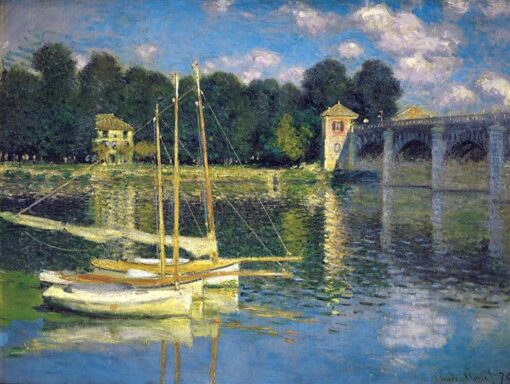 Hand-Painted Oil Painting of Claude Monet’s The Bridge at Argenteuil (1874) – Impressionist Art by Dafen Village Studio